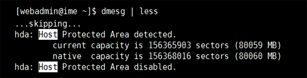 HDD Host Protected Area (HPA)